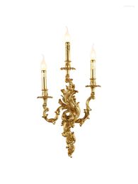Wall Lamps DINGFAN European Rococo Copper Bracket Lighting Luxury Antique Lamp With Led Classic Gold Light Brass