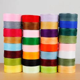 Jewellery Pouches 15/20/25/40mm Solid Colour Organza Ribbon Rolls 50Yards/Roll Fabric Ribbons For Crafts Gift Party Decorate Christmas Packing