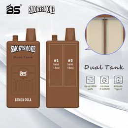 BS SMOKYSMOKE Dual Tank 16000 Puff Disposable E Cigarette Vape Pen 2% 5% USB-C Rechargeable 650mAh Battery Double 18ml Capacity 15k 16k Puffs