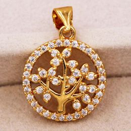 Pendant Necklaces Classic Trendy Gold Plated Round With White Zirconia Copper For Women Girls Fashion Jewelry Accessories Wedding Gift