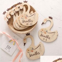 Keepsakes Born 24 Months Baby Closet Dividers Wooden Cartoon Nursery Clothes Organisers Wardrobe Monthly Growth Recording Cards Drop D Dhtdz