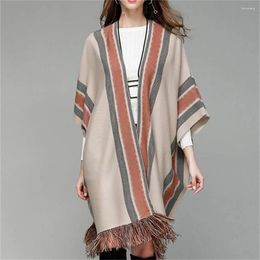 Women's Knits Elegant Vertical Striped Cardigan Sweater Luxury Design Cape Retro Knit Jacket Women Sweaters Fashion Clothing