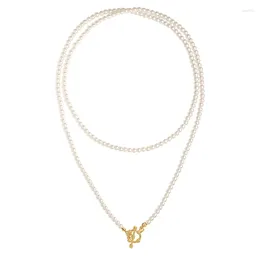 Chains Women's Double-layer Pearl Necklace Light Luxury Niche Collarbone Sweater Chain Grand High-end Jewelry