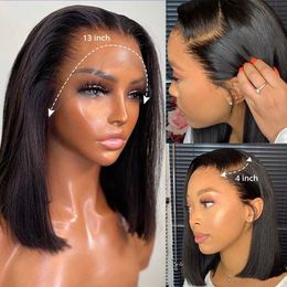 Hair Wigs Short Bob Human Transparent Lace Frontal for Women Straight 231121