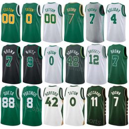 Print Basketball Men Youth Payton Pritchard Jerseys 11 City Kristaps Porzingis 8 Jaylen Brown 7 Jayson Tatum 0 Al Horford 42 Derrick White 9 Team For Sport Fans Color