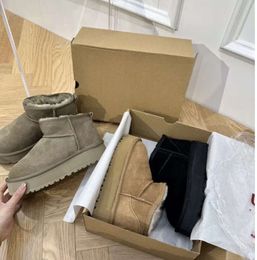 Designer Classic Ultra Mini Boots Snow Boot Platform Women Men Fur Sheepskin Tasman Tazz Chestnut Sand Mustard Seed Beige Driftwood Australian Winter Ankle shoeRgr