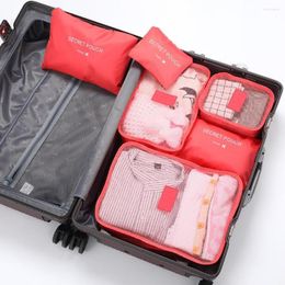 Storage Bags 6 Pcs Packing Cubes Travel Pounches Luggage Package Organizer Clothes Suitcase Oxford Cloth Portable Trip Supplies