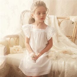 Pajamas Girl's Princess Short Sleeve Sleepshirts Nightgowns.Toddler Kid's Square Neck Nightdress Sleepwear.Summer Children's Clothing 231120