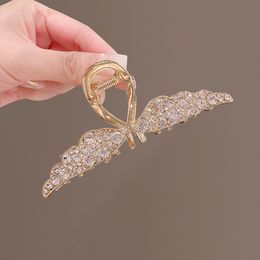 Luxury Full Rhinestone Wing Hair Claw Elegant Metal Hairpins Ponytail Claw Clip For Women Girls Hair Accessories Gifts