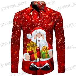 Men's Casual Shirts Newest Christmas Santa Claus 3D Print Men's Button Shirts Xmas Short/Long Sleeve Blouses Holiday Carnival Couple Streetwear Tops T231121