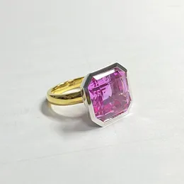Cluster Rings Meisidian Design Lab Pink Sapphire 20 Gemston 925 Sterling Sliver Two Colour Plate White Gold Women Ring