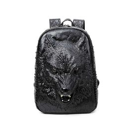 backpack Fashion 3D Embossed Wolf Backpack bags for Women Rivet unique Bag whimsical Cool giris For Teenagers Laptop Travel s 230417