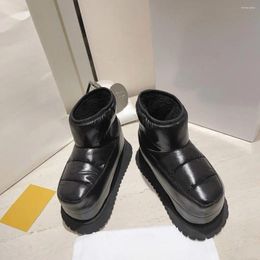 Boots 6MM Fall And Winter Thick Bottom Short Snow Cotton Shoes Tall M Mar9ie1a Black Warm