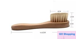 New Face Cleansing Wooden Spa Brush for Facial Exfoliation Natural Bristles Cleaning Brushes Dry Brushing Scrubbing with Wood Handle