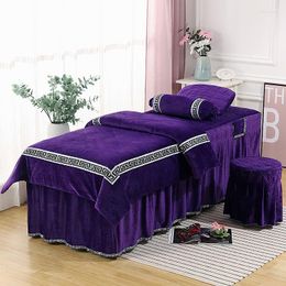 Bedding Sets Crystal Velvet Beauty Salon Set 4pcs Thick Bed Linens Sheets Bedspread Massage Spa Pillowcase Stoolcover Duvet Cover