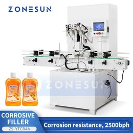 ZONESUN Automatic Corrosive Filling Machine Caustic Liquid Products Disinfectant Kitchen Cleaner Pesticide Bleach ZS-YTCR4A