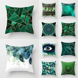 Pillow Case Green Series Cushion Cover Eye Geometry Abstract Decorative Sofa Covers Home Decor Throw Pillowcase 45 45cm