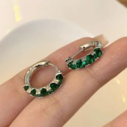 Hoop Earrings UILZ Green Crysral For Women Exquisite Elegant Shiny Zirconia Earring Bridal Wedding Accessories