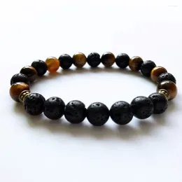 Strand Fashion Lava Stone Bracelet Nature Tiger Eye Men's Bracelets Wrist Yoga Mala Gift For Men Him