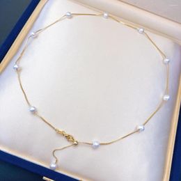 Chains 5-6mm Natural Freshwater Pearl Necklace Women Handmade Jewellery Gifts