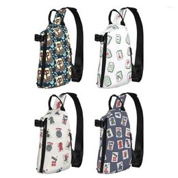 Duffel Bags Mahjongg Game Tiles Design On Blue Colour Shoulder Chest Cross Bag Diagonally Casual Messenger Travel Handbag