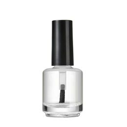 15ml Empty Nail Polish Bottle With Brush Refillable Clear Glass Nail Art Polish Storage Container Black Lid Tmxpp