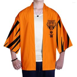 Ethnic Clothing Suitable 3D Tiger Loose Japanese Streetwear Cardigan Men Women Harajuku Animal Yellow Kimono Cosplay Boys Tops Shirts Yukata