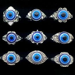 Cluster Rings Bk Lots 50Pcs Turkey Be Devil Eye Mix Style Luxury Women Men Charm Party Gifts Fashion Punk Accessories Jewelr Dhgarden Dhbdy