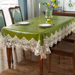 Table Cloth Nordic Retro Lace Leather Mat Waterproof Tablecloth Custom Rectangle Party Decor Cover Protector