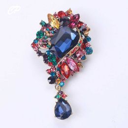 Pins Brooches Versatile Rhinestone Brooch Antifading Pin Multicolor Fixed Clothing Headband Large Crystal Drop Corsage Dress Accessories Z0421