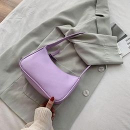 Suitcases Soft PU Ladies Leather Crossbody Bag Women Purple Underarm Retro Solid Color Handbag Fashion Design Girl Small Shoulder Bags