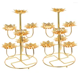 Candle Holders 2 Pcs Christmas Decore Candlestick Metal Candleholder Tealight Ghee Lamp Stainless Steel Decorative Base