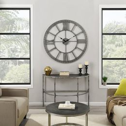 Wall Clocks Silver Big Time Clock Modern Analogue 40 X 2 In