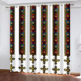 Curtain Ethiopian King Face Geometrical Design Living Room Bedroom Window Curtains Drapes 2 Panel Set