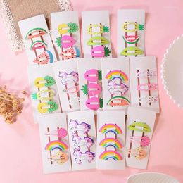 Hair Accessories 3pcs Baby Snap Clips For Children Kids Girls Cute Cartoon Fruit Animal Hairpins Clip Pins Color Barrettes