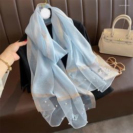 Scarves Design Embroidery Flowers Hijab Luxury Silk Shawl Scarf For Women Wraps Bufandas Female Headkerchief Fouloud Echarpe 2023