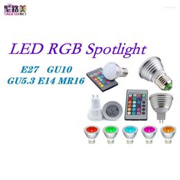 1Pcs E27 E14 GU10 GU5.3 MR16 12V 3W RGB Spotlight LED Bulb 85-265V With 24keys Remoter Dimmer Colorful Night Lighting Decoration