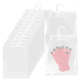 Storage Bags 10pcs Three Sizes Hanging Clear Plastic With Hooks Transparent