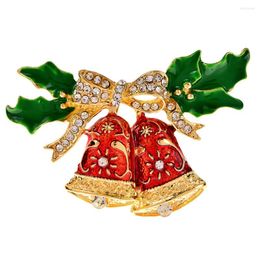 Brooches CINDY XIANG Red Enamel Bell For Women And Men Cute Year Rhinestone Pins Christmas Bells Brooch Jewellery Friends Gift