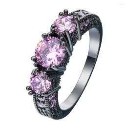 Wedding Rings Pink Love Vintage Black Gun Promise Endurance Fashion Jewelry Gift Princess Czech Zircon Engagement Ring For Women