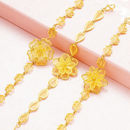 Women Bracelet Wrist Chain Rose Flower Design 18k Gold Color Real Lady Jewelry Gift