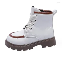 Boots Autumn Winter Warm Retro Kids Leather Children Snow PU Zip Soft Sole Waterproof Girls Ankle 4-16Y
