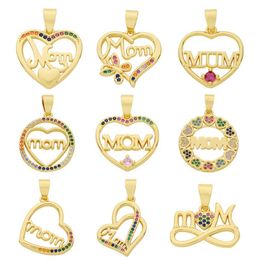 Pendant Necklaces Copper Mom Letter Pendants Jewelry Making Supplies For Necklace Women Men Zircon Heart Shape Diy Accessories HandmadePenda