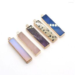 Pendant Necklaces Boutique Natural Stone Rectangle Wrapped Amethyst 8x39mm Charm Fashion Necklace Earrings DIY Jewellery Ladies Accessories