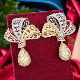 Dangle Earrings KellyBola Noble Gorgeous Design Bowknot Zircon Pendant Shiny Jewelry Ladies Fashion High Quality Daily Anniversary