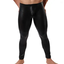 Men's Pants High Quality Men Black Faux Leather Skinny Leggings Trouser Pencil Pant PU Legging Long Sexy Night Clubwear