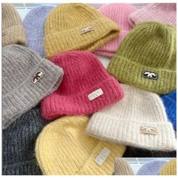 Cloches Cloches Fashion Men Women Designer Classic Hat Plaid Knitted Winter Beani Drop Delivery Accessories Hats Scarves Gloves Caps F Dhwae
