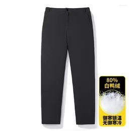 Men's Pants Winter Mens 80% White Duck Down Business High Quality Slim Straight Snow Warm Padded Trousers Male Outerwear