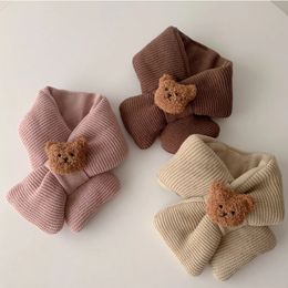 Scarves Wraps Cute Bear Neckerchief Winter Scarves for Kids Boys Girls Toddlers Infant Soft Wool Scarf Thicken Neck Cover Warm Scarf 231120