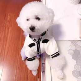 Dog Apparel Pet Faux Pearl Collar Button Knit Sweater Puppy Winter Clothing Cat Warm Clothes For Small Dogs Cold Weather